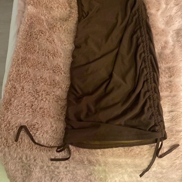 Pretty Little Thing brown one shoulder strap dress - tie detailing on bottom - Picture 2 of 5